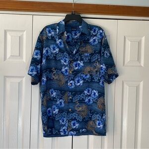 Men's Blue Floral Casual Button Down Shirt